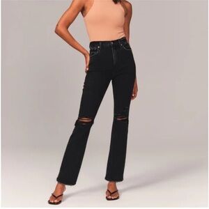 Abercrombie & Fitch The Ankle Straight Ultra High Rise Black Distressed